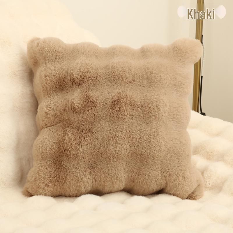 Simple Solid Color Faux Rabbit Fur Pillowcase - Soft Cushion Cover for Home/Sofa/Bedside (No Pillow Insert)