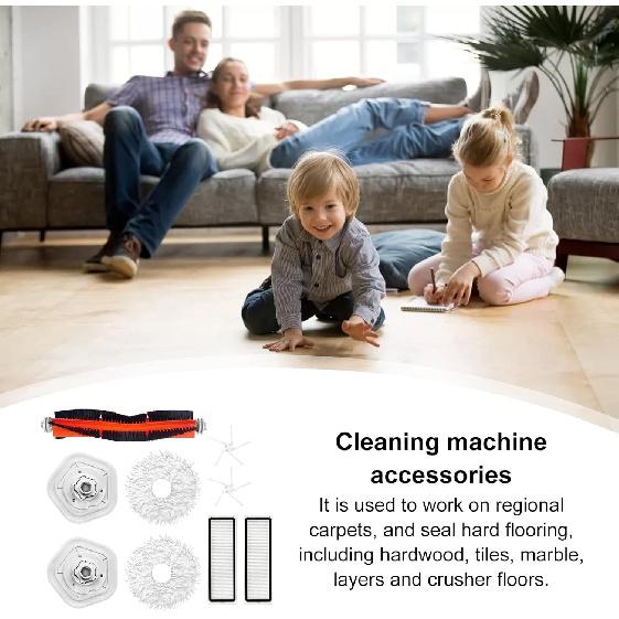 Replacement Parts Accessories Kit Main Brush Side Brushes HEPA Filters Mop Pads Compatible with Dreame Bot W10/W10 Pro Robtic Vacuum Cleaner