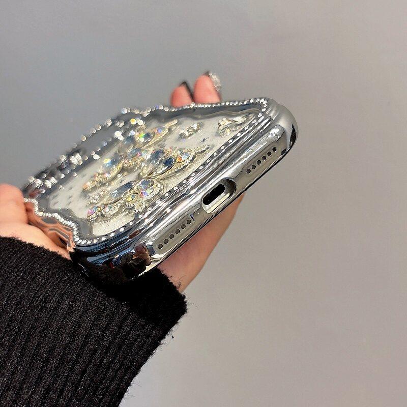 Wave edge rhinestone butterfly mobile phone case, suitable for Apple 11Pro protective case, transparent glitter iPhone11Pro