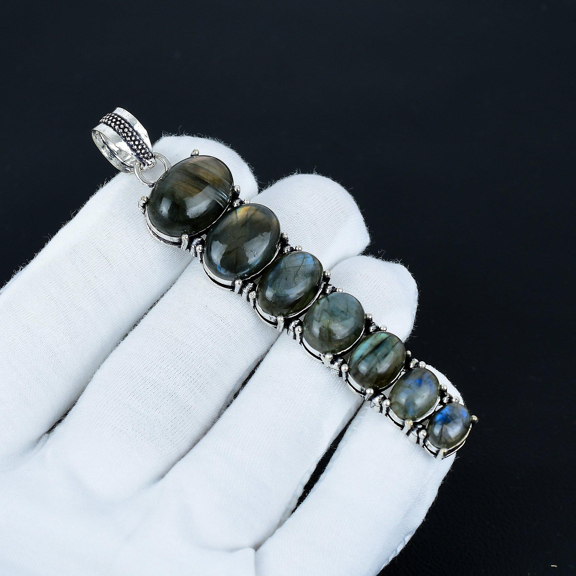 

Подвеска с лабрадоритом, Подвеска из стерлингового серебра 925 пробы, Подвеска ручной работы, Антикварная подвеска, Подвеска с драгоценным камнем лабрадоритом, Подарок на годовщину 3.14 синий