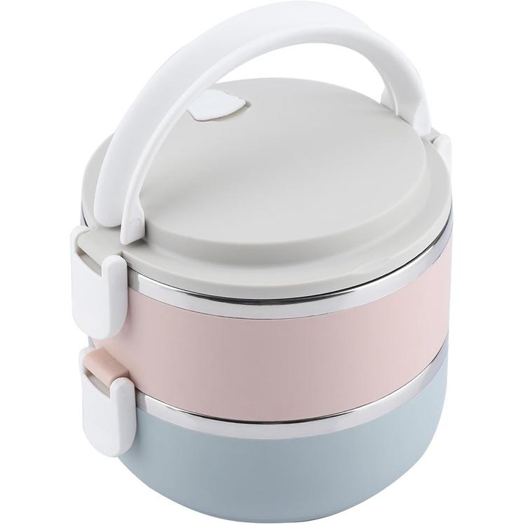 Przenośne Pudełka Bento Pudełko na Lunch dla Dorosłych Stal Nierdzewna Stackable Pudełko na Lunch Pojemnik Bento Pojemnik na Żywność (Druga warstwa 1400 ml)