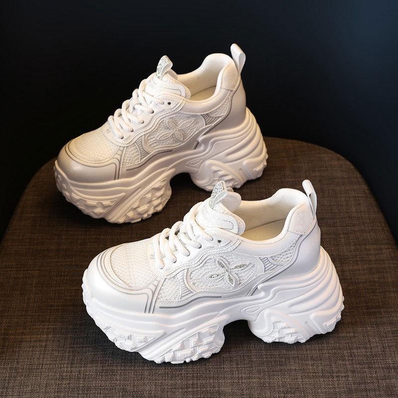 

Inner height increase Small mesh casual sports shoes Women s autumn women s light and comfortable 35 белый