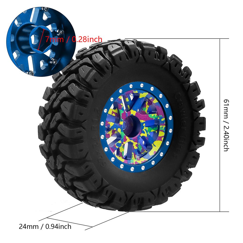 RCタイヤカー For TRX4M For Axial For SCX24 AX24 1/18 1/24 4pcs 1.0 RCカータイヤ For Scx24 For Trx4m For Fcx24 1/24 1/18 ゴム製 1.0インチタイヤ 外径2.