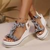 Fashion Women High Heels Wedge Sandals Rhinestones Popular Among Toe Sandals Women Platform Fashionable Butterfly Decoration Shoes Women