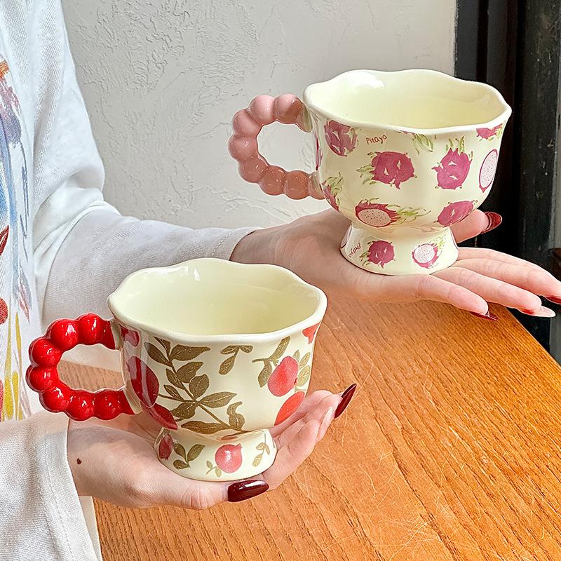 High Value Design Ceramic Mug Cute Fruit Cup Gift Box Girls Coffee Breakfast Cup Birthday Gift