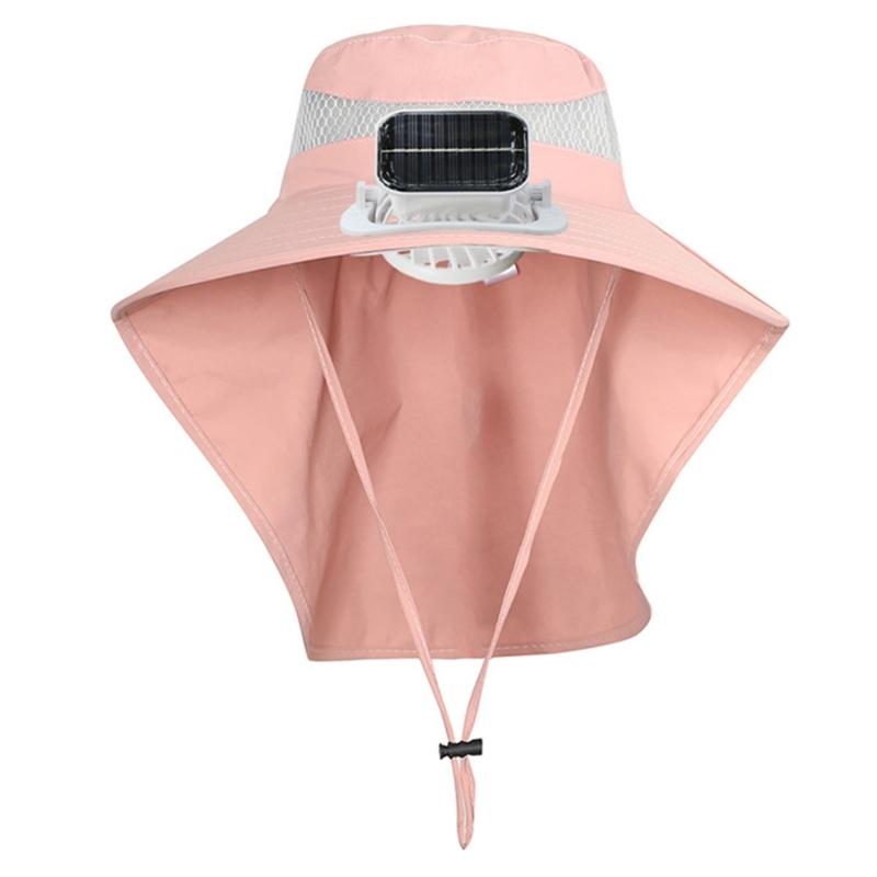 Solar Cooling Fan Hat Wide Border Children Hat Sun Protection Fishing Hat for Hiking Camping Fishing Activity