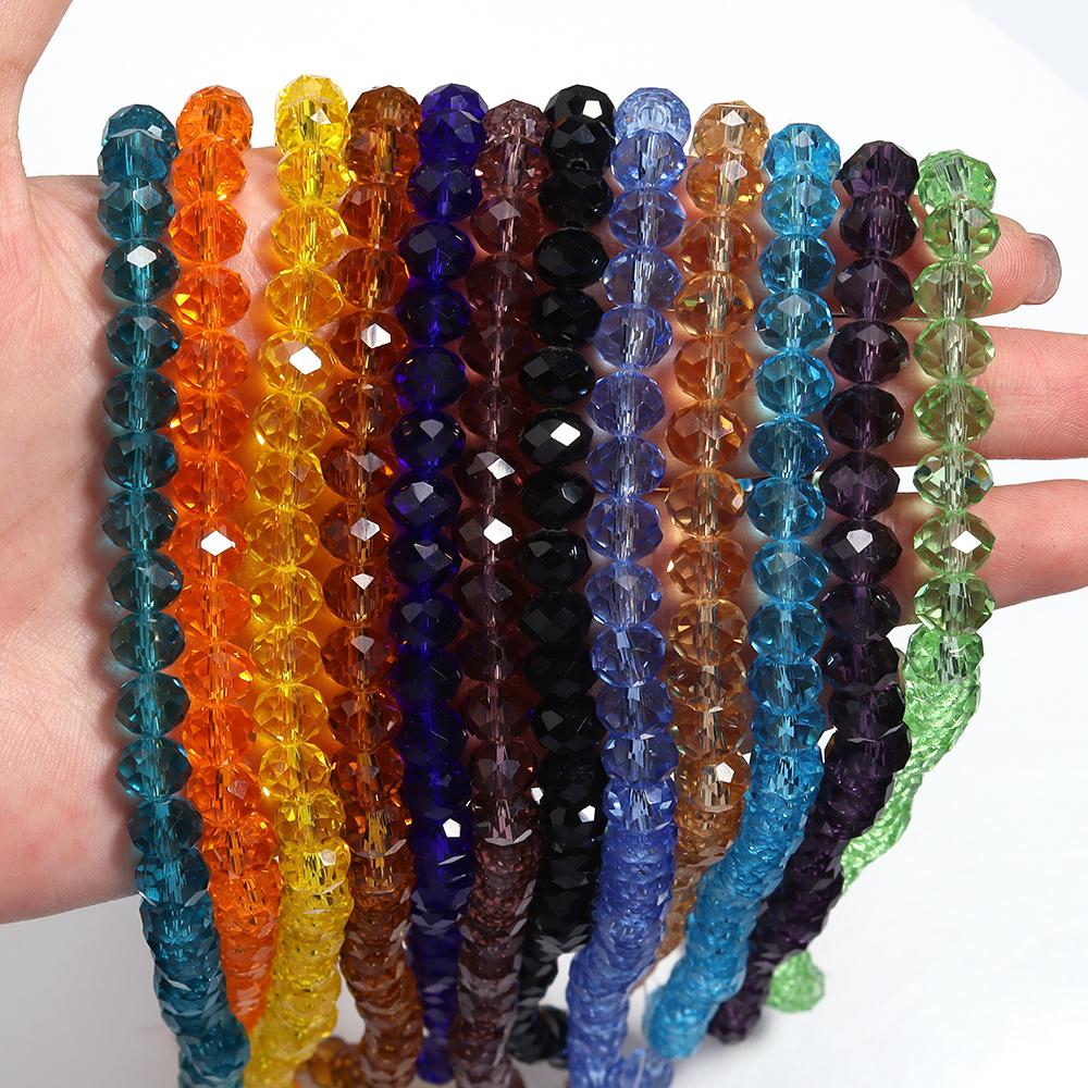 3/4/6/8/10mm Clear Color Faceted Crystal Rondelle Glass Beads Loose Spacer Abacus Beads For Jewelry Making DIY Bracelet Necklace
