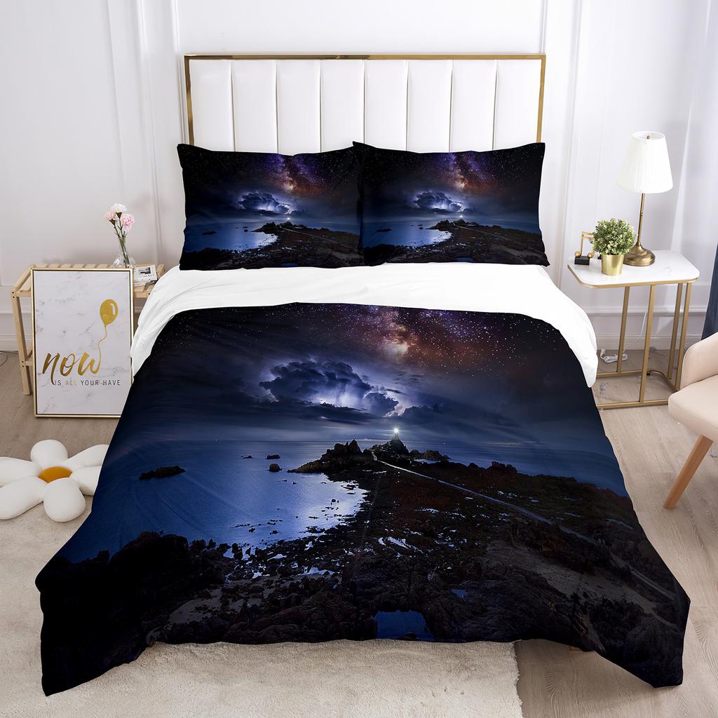 Galaxy Duvet Cover King 3D Space Themed Bedding Set Microfiber Soft 3pcs Universe Pattern