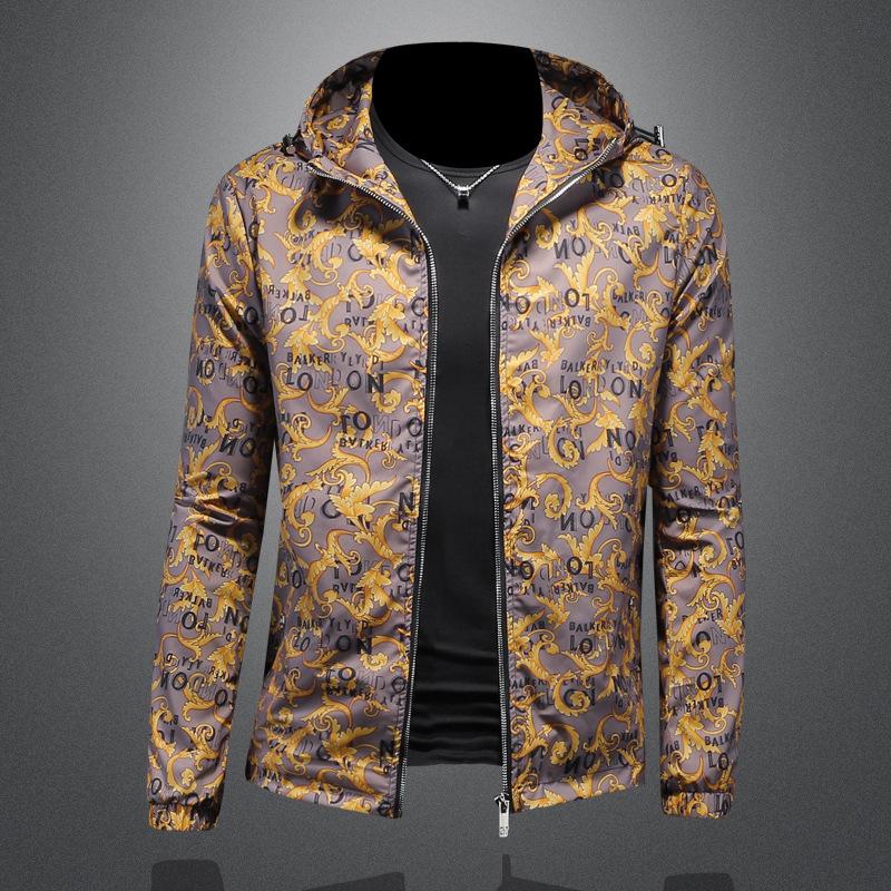 2024 Spring and Autumn New Hooded Jacket Men s Fashion Trend Printed Slim-fit Versatile Casual Jacket 2808 M