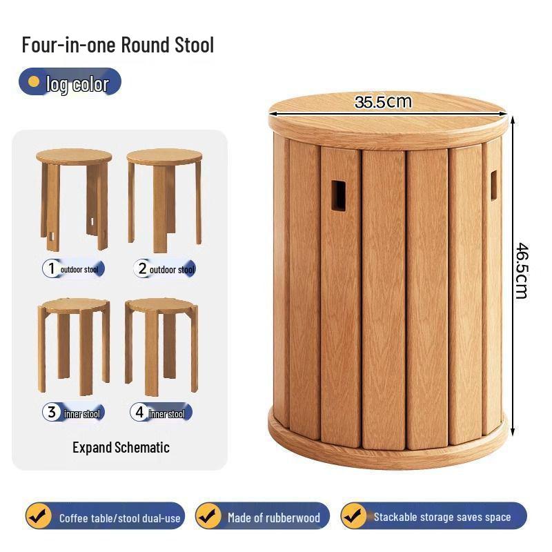 Solid Wood Stackable Stool for Home, Dining, or Coffee Table Use