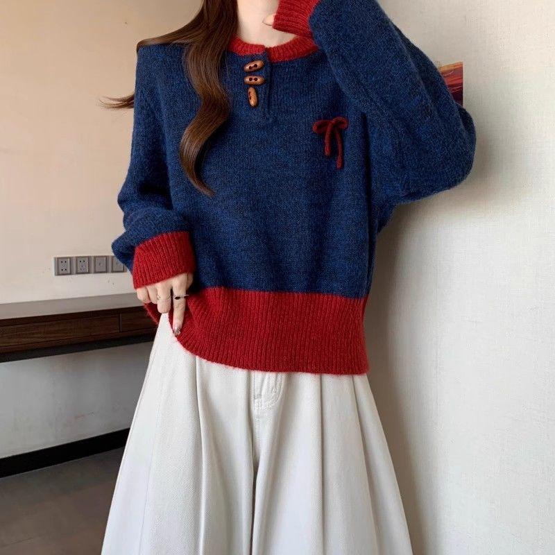 WTEMPO Женский свитер с длинным рукавом и круглым вырезом, модный трикотаж для девочек, мягкие и удобные вязаные топы, свитера S