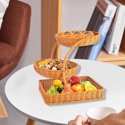 Gewebtes Design Mehrstufiger Obstständer Korb Brotaufbewahrung Leichtgewicht für Gewürzflaschen,