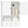 Bathroom Wall Cabinet with 2 Doors, Open Shelf, and 2 Wooden Drawers. White