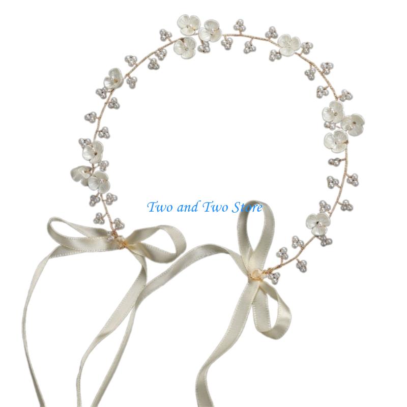 HX6F Elegant Case Flower Stone Sequined Headpiece Soft Modifiable Hair Addition Everyone Epochs золотой