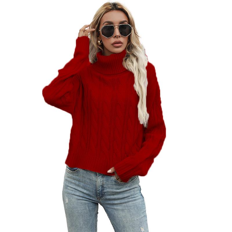 Women's Autumn and Winter Long-sleeved Versatile Knitted Sweater Top Multi-color