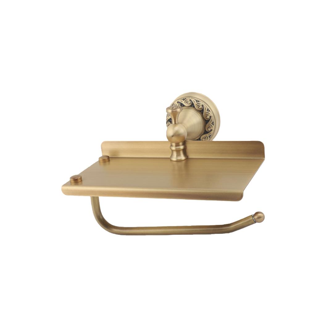 Toilet Paper Holder with Shelf Antique Copper Wall Mount Toilet Paper Roll Holder for Bathroom Washroom