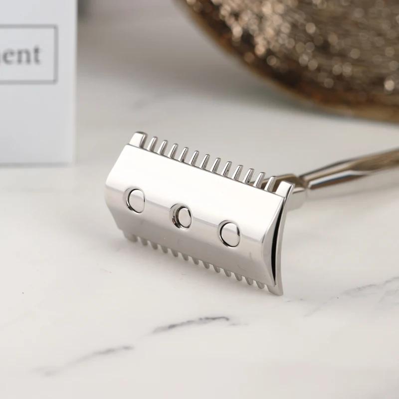 Yaqi 9mm Diameter And 85mm Length Handle PAGODA MIRABILIS Stainless Steel Safety Razor Features A 0.3mm Blade Gap Precise Razor