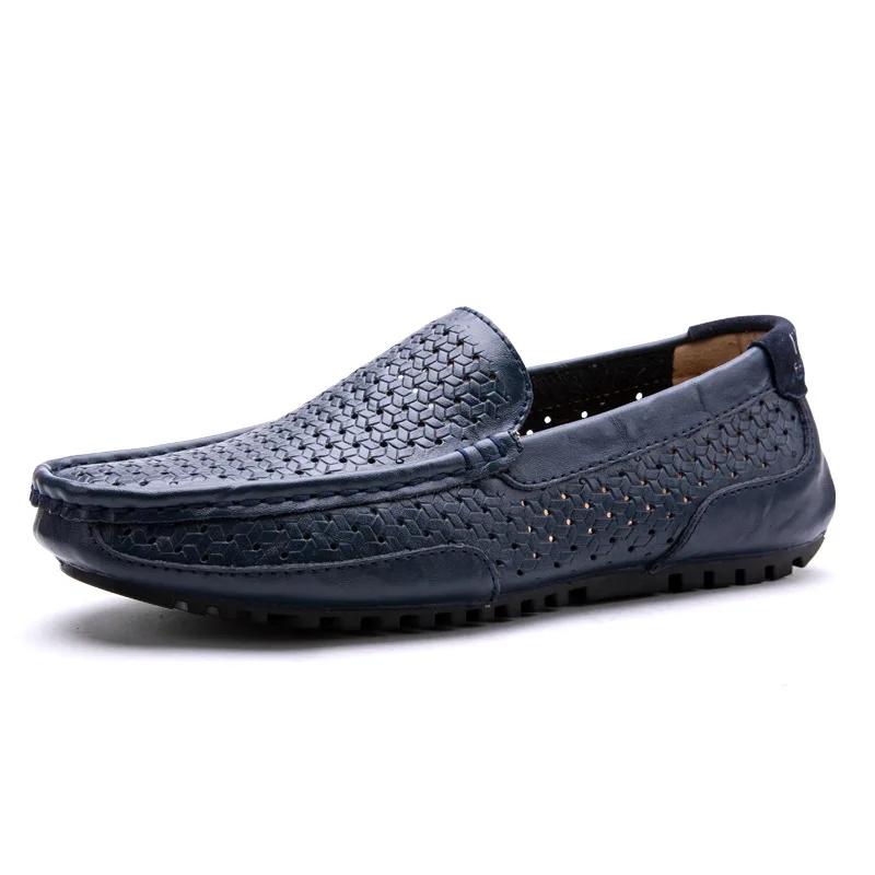 2025Men Casual Shoes Leather Moccasins Breathable Slip on Boat Shoes Italian Luxury Brand Mens Driving Loafers Size 37-47