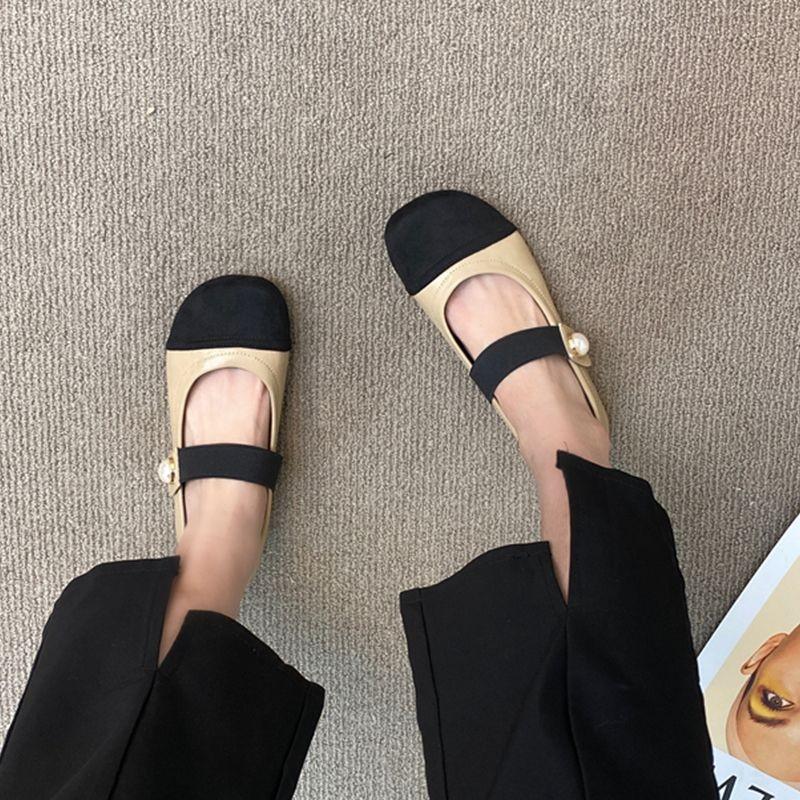 New Elegant Mary Janes Flats Shoes Women Black Buckle Strap Shallow Casual Ballet Shoes Ladies Spring Autumn Canvas Loafers