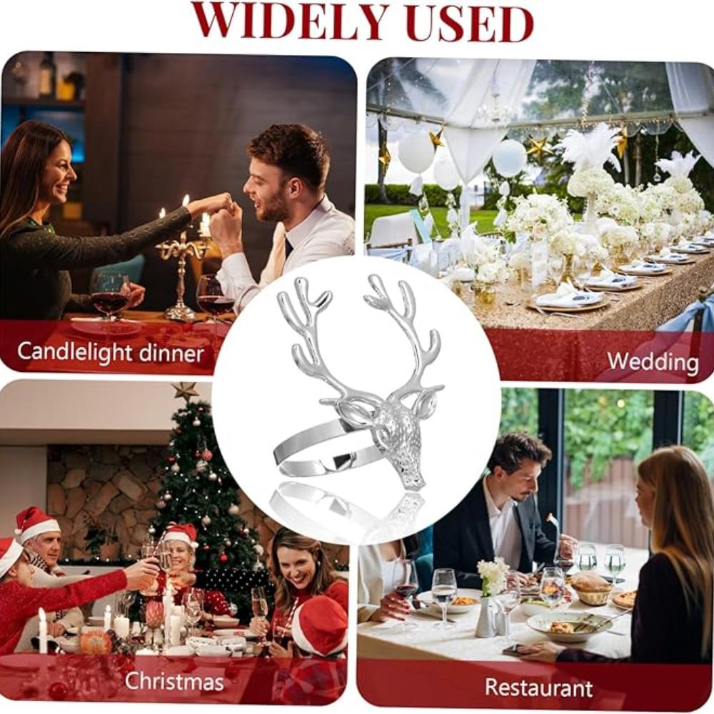 6 Pcs Gold Napkin Rings Deer for Head Shape Christmas Party Dinner Table Decor Exquisite Wedding Dinner Hand Towel Holder Napkin Holders for Cloth