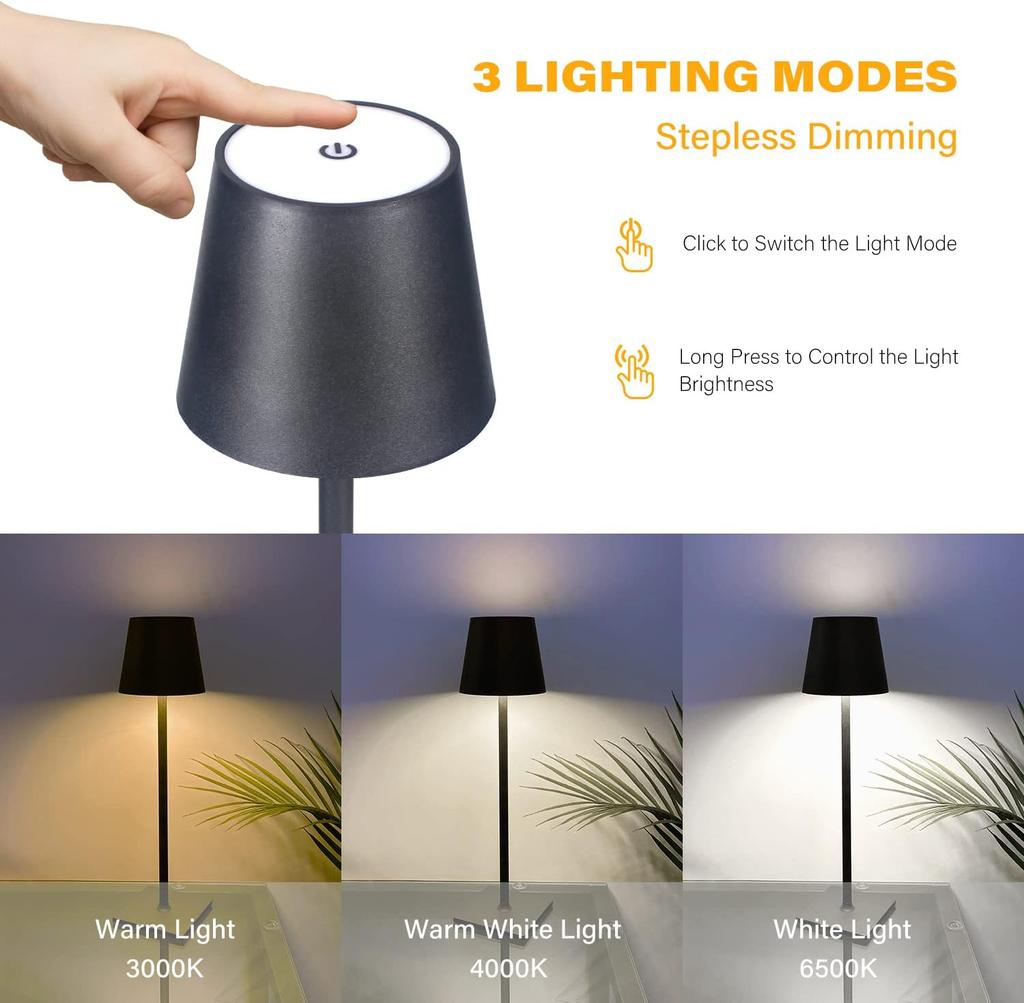 LED Desk Lamp Portable Table Lamps Luxury Modern Lamparas De Mesa Wireless Bedside Lamp USB Rechargeable Night Light Waterproof