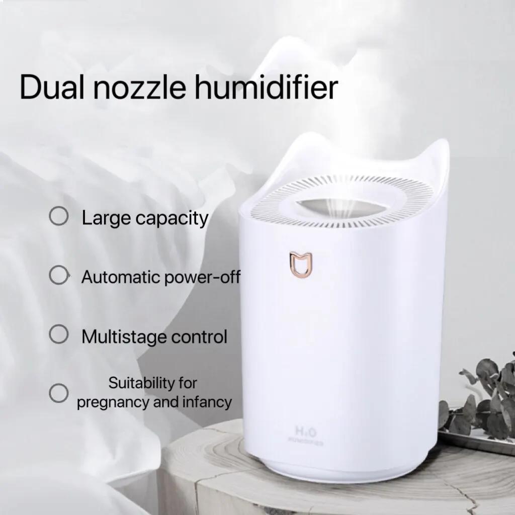 Large Capacity Air Humidifier for Home Dual Nozzle Cool Mist Humidifier 3L Essencial Oil Diffuser for Bedroom Auto Shut-Off