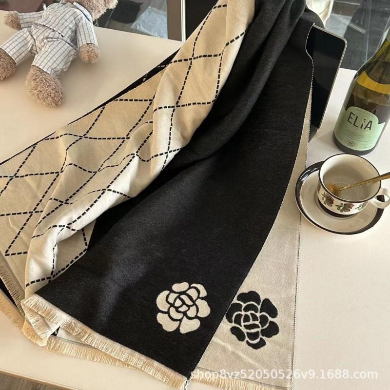 Premium Double-Sided Jacquard Houndstooth Scarf Wrap Women Winter Fall Warm Cotton Blend Shawl 185x70cm