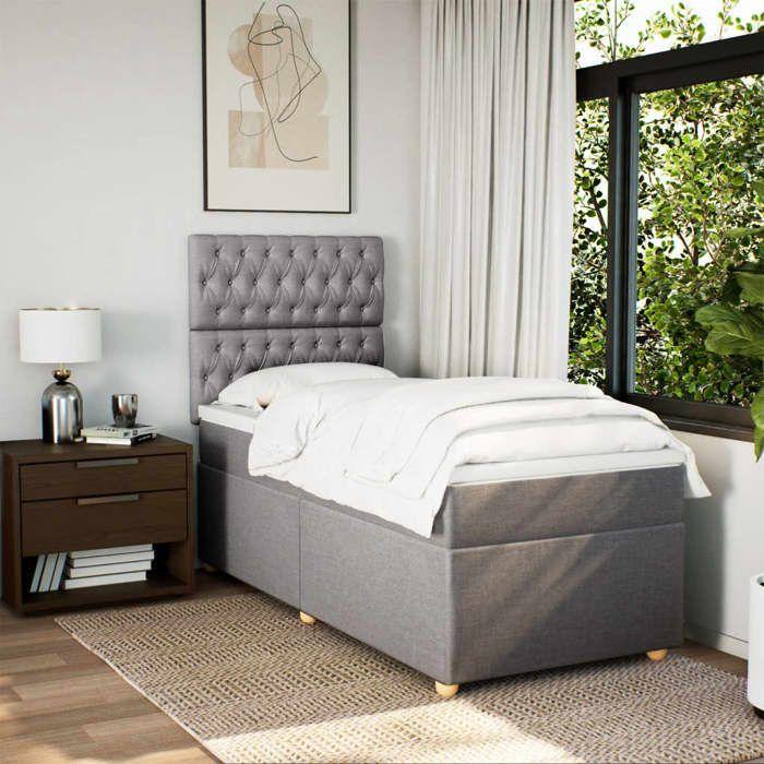 Maison Exclusive - Sommier à lattes de lit avec matelas Taupe 80x200 cm Tissu