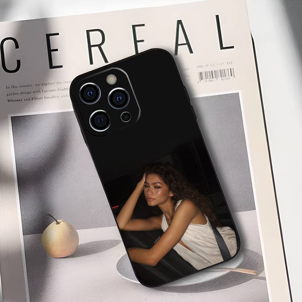 Z-Zendaya Phone Case For iPhone 17,16,15,14,13,12,11 Plus,Pro Max,XS,Soft Silicone Black Cover