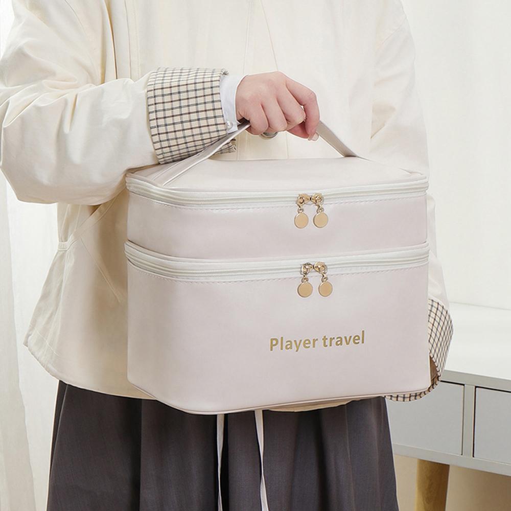 1PC Double-Layer Cosmetic Bag, Light Luxury And Fashionable Skin Care Product Storage Bag, Travel Large-Capacity Toiletry Bag