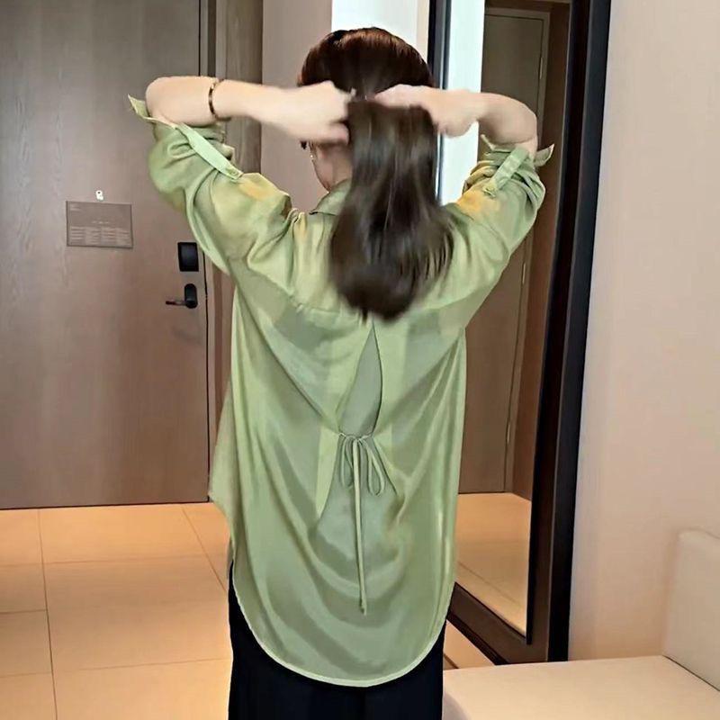 Women's Chiffon Shirt Top Summer Plus Size Sun Protection Shirt Summer Thin Jacket Shirt