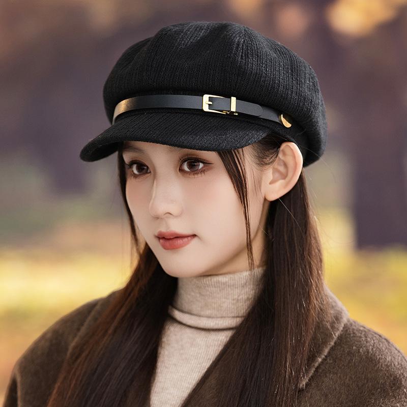 

Универсальная Пряжка для Ремень Клетчатый Берет Корейский Повседневный Ветрозащитный и Теплый Восьмиугольная Шляпа Подчеркивающая Лицо Шляпа Маленького Художника Новый One Size