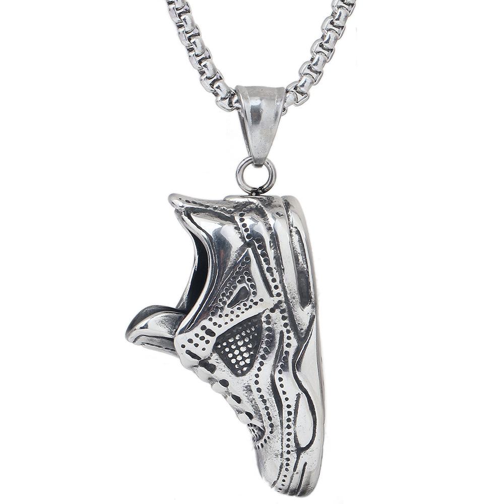 European and American Hip-hop Street Sneakers, AJ Basketball Shoes, Distressed Retro Necklaces, Titanium Steel Shoe Necklaces