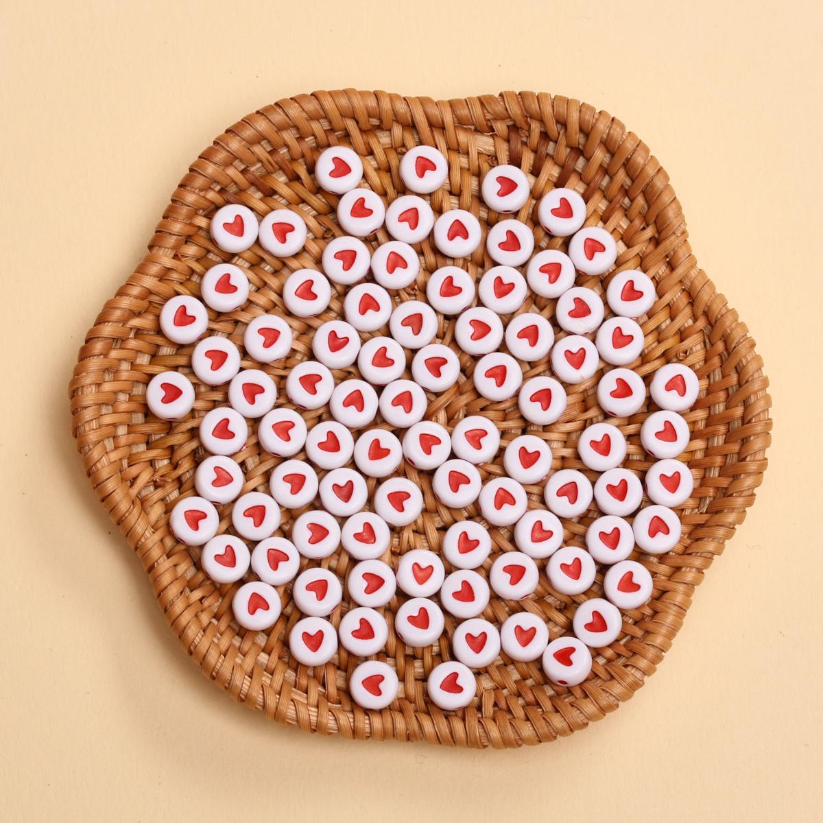 

Креативные аксессуары 6,5 мм, свободные бусины, ожерелье, акриловые серьги, материалы для самостоятельного изготовления, брелок с сердечком, модная прокладка, 100 шт., изготовление ювелирных изделий, плоские круглые