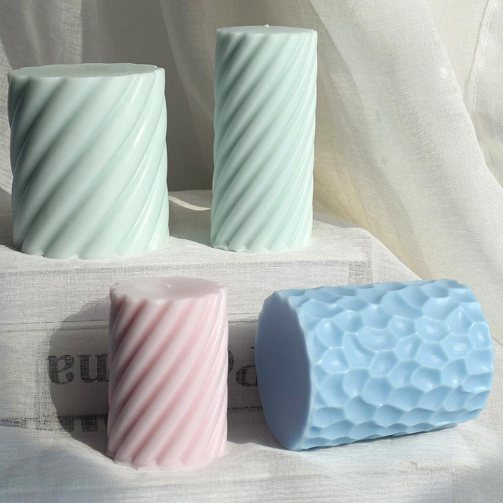Spiral Cylindrical Candle Mould Geometry Candle Silicone Mold Handmade Aromatherapy Candle Soap Resin Mold DIY Art Craft