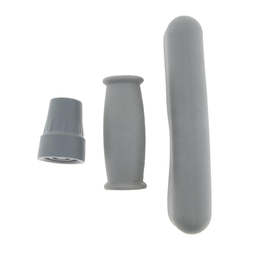 Crutch Accessories Kit - Including Pad, Handle Grip Covers, Tip Cover – Gray