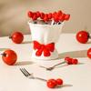 Bowknot Ceramic Fruit Forks Set Ins Style Creative Ceramic Fruit Forks Receipt Jar Solid Color Decorative Stainless Steel Fork