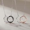 Mobius Double Ring Couple Necklace for Men and Women, Simple Japanese and Korean Pendant Collarbone Chain Necklace