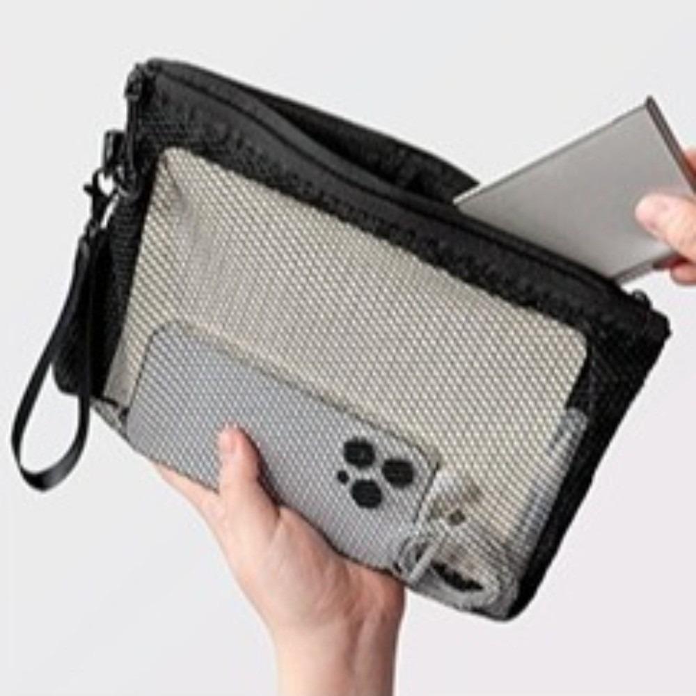 Lightweight Mesh Storage Bag Polyester Solid Color Toiletry Bag Multifunctional With Zipper Makeup Pouch Travelling Storage