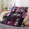 1PC Kuromi Print Flannel Blanket, High quality All Seasons, Home Decor, Warmth and Comfort, Perfect for Christmas Gifts