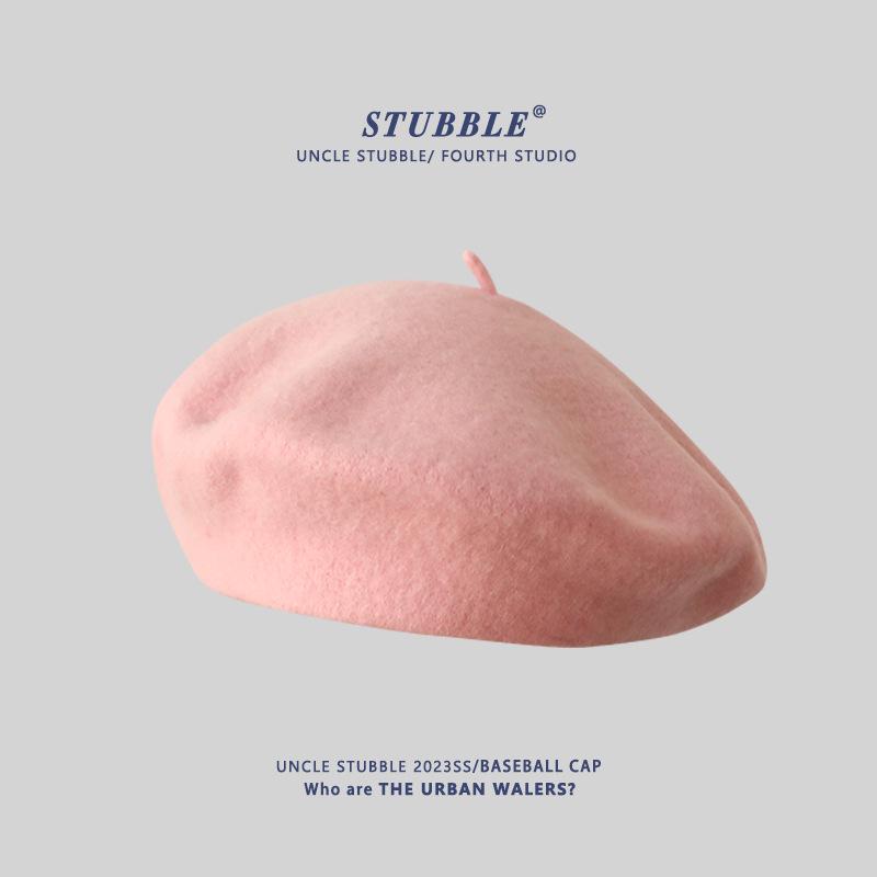 Women's Artistic Retro Wool Beret - Solid Color Autumn/Winter Hat