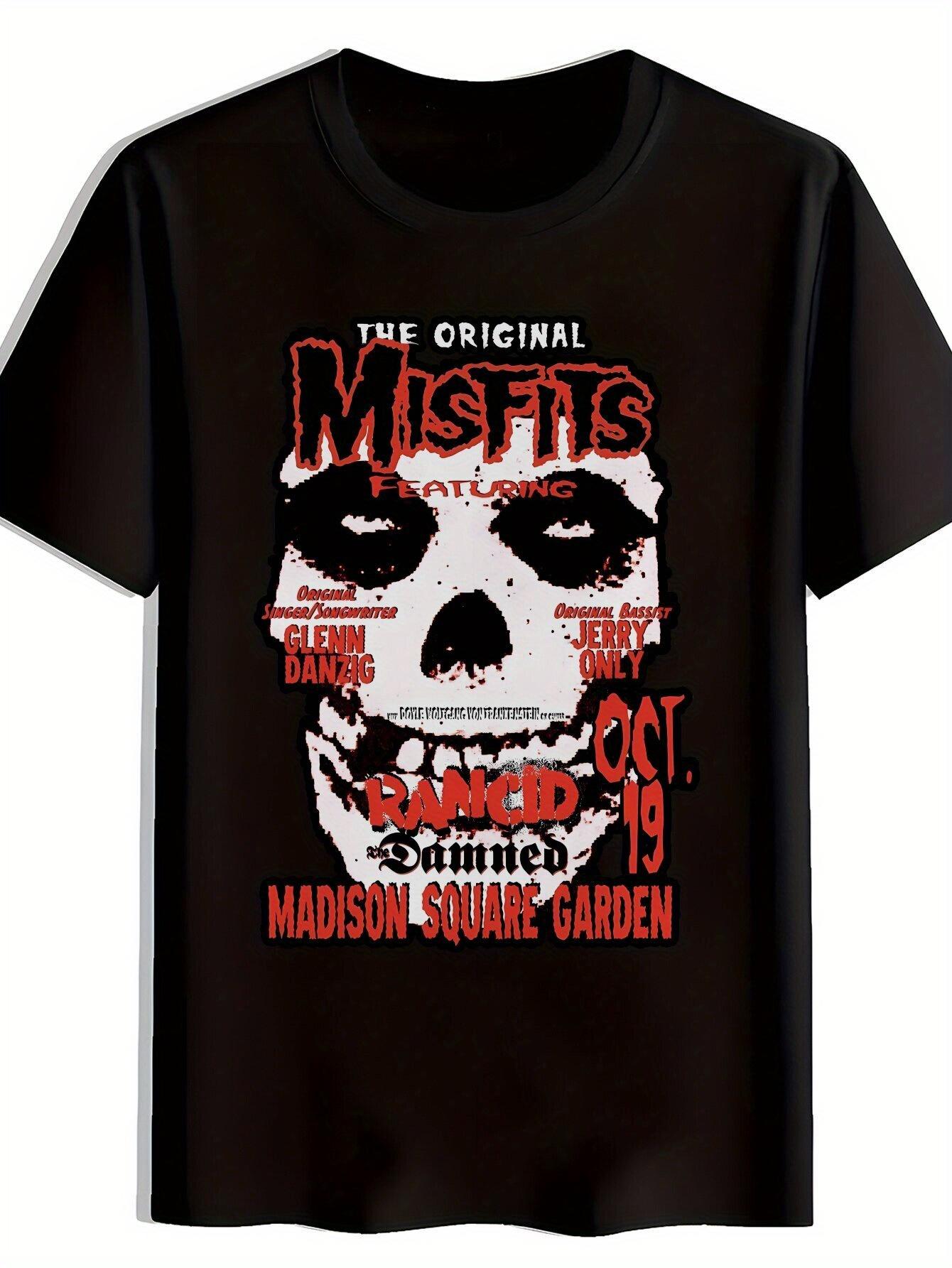 Misfits Graphic Print Rock Band T-shirt - & WoSummer Polyester Tee XXL