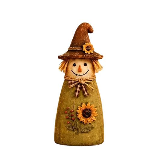 Unique Holiday Housewarming Gifts Vintage Resin Scarecrow Figurines, Fall Harvest Pumpkin Sunflower Maple Indoor Season Party Supplies Leaf