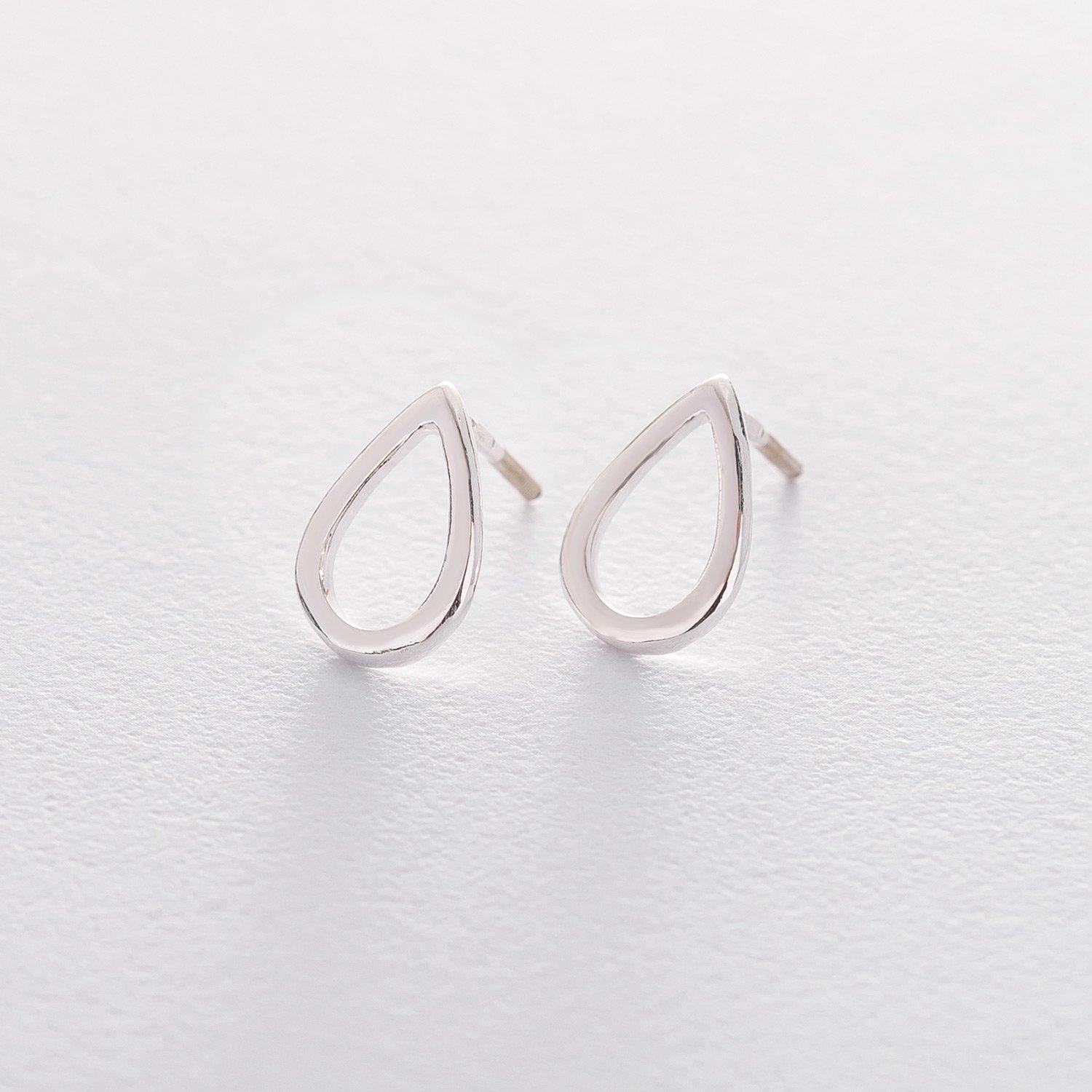 

Срібні сережки-пусети Великі крапельки 1.7*1.2 см Oniks срібний