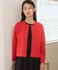 Cotton Bell Round Neck Cardigan - Red