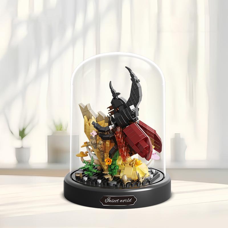 Non-Toxic Insect Flower Bonsai Building Block Bee Butterfly Potted Model Bricks Set With Dust Cover Desktop Deco Kids Diy Toy Hoilday Gift