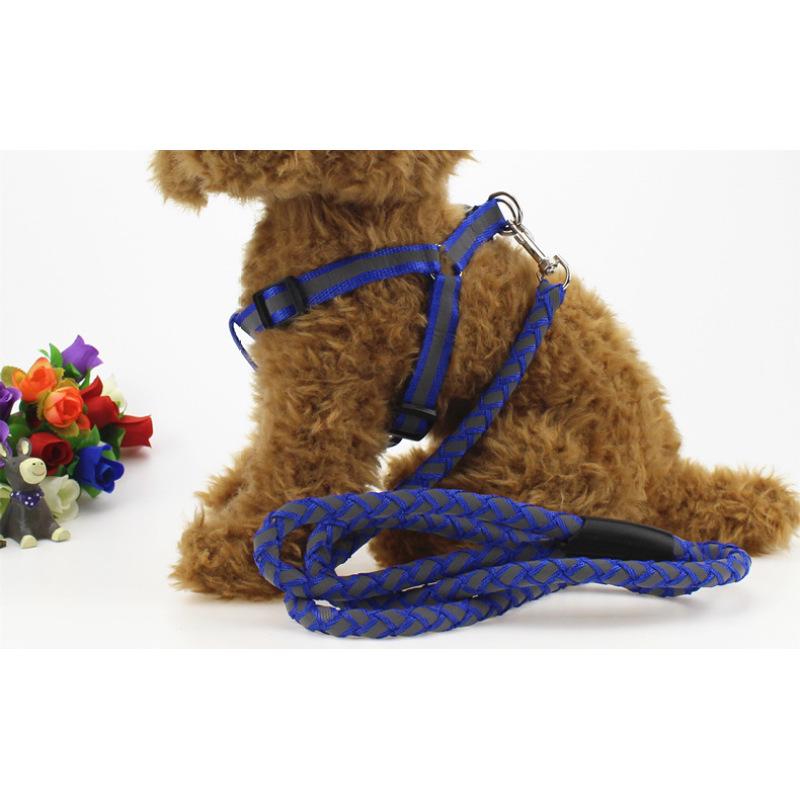 Puppy dog cat reflective braided traction rope dog chain chest strap pet leash