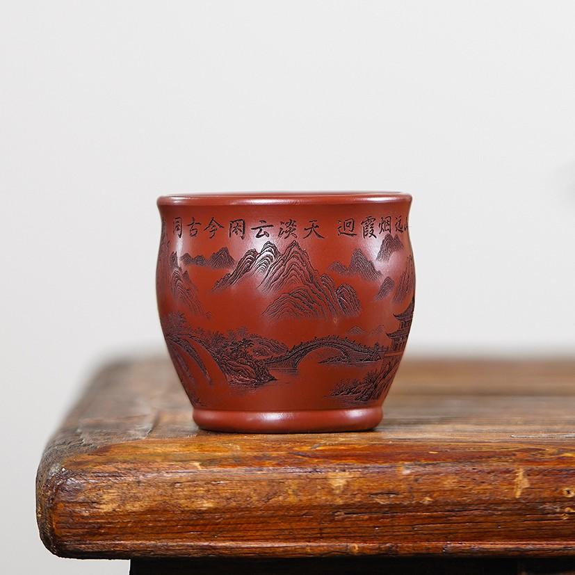 111ml Yixing Zisha Landscape Teacup Handmade Tea Bowl Jug Tea-tasting Smelling Cup Chazhan Master Cups Tableware Collection