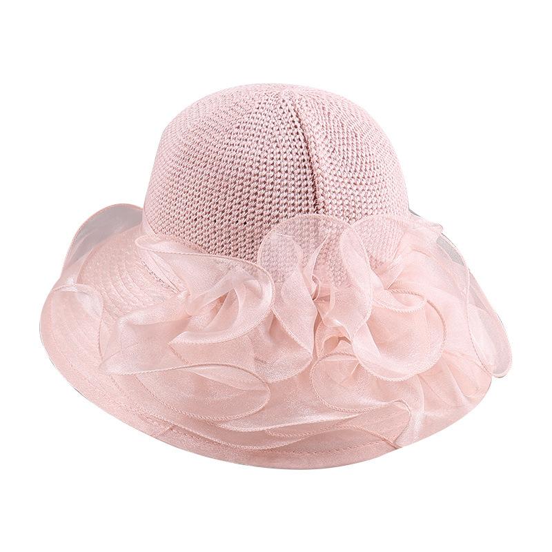 New Organza Knitted Bucket Hat Ladies Mother Summer Vacation Sun Protection Beach Hat Outdoor Shade Basin Hat