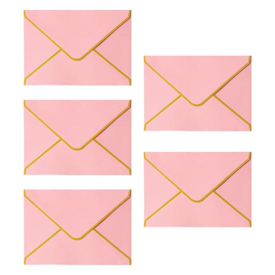 Stiff Double Offset Paper 5Pcs Western Style Envelopes with Gold Foil Trim, Invitation Edge Greeting Card Holders for Wedding, Cards, Business